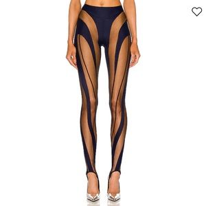 Mugler Leggings Multi-panel Stirrup Spiral Leggings Black Nude Size 44